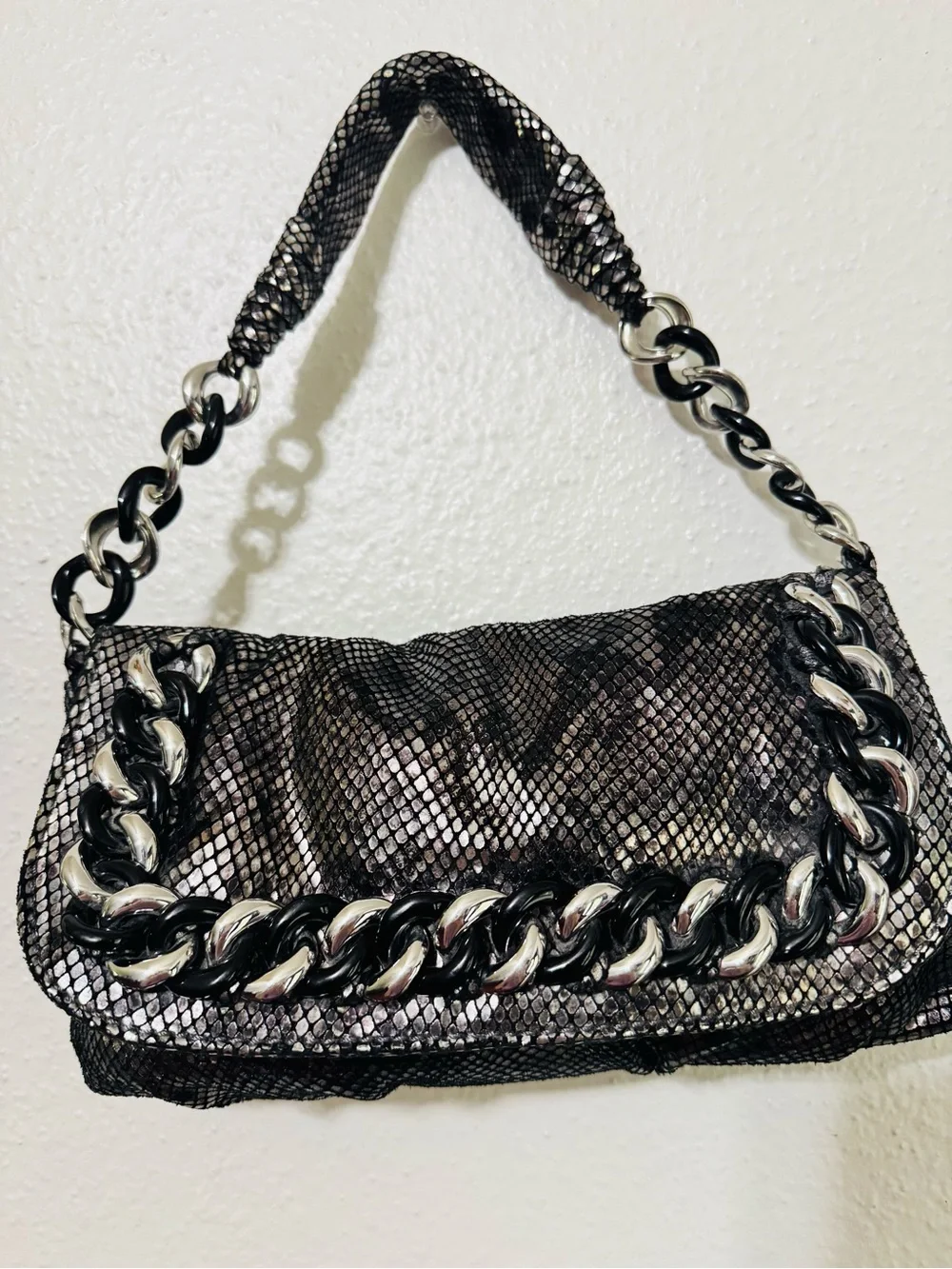 Michael Kors Metallic Black Chain Shoulder Bag